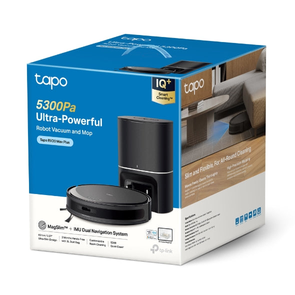 Tapo RV20 Max Plus - 5300Pa 超強吸力掃拖機器人 + 智能集塵箱底座 (MagSlim™ LiDAR 導航) (Tapo IQ+ 智慧清潔™)