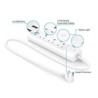 Kasa KP303 - Kasa智慧型Wi-Fi 拖板 (3個獨立插座) Smart Home Extension Units