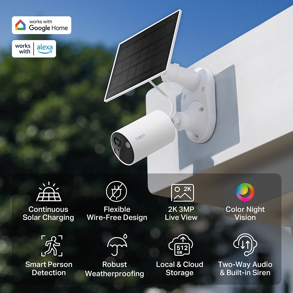 Tapo C410 KIT - 3MP AI防水無線電池攝影機 + 太陽能充電板套裝 Wireless WiFi battery Camera  (Solar-Powered KIT)