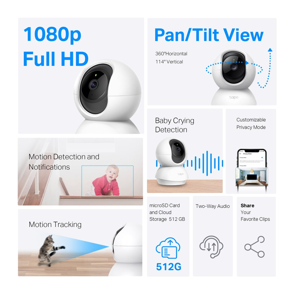 Tapo C200C - 1080P 旋轉式 Wi-Fi 攝影機 Pan/Tilt Security Wi-Fi Camera [工廠翻修產品][Remanufactured Products]