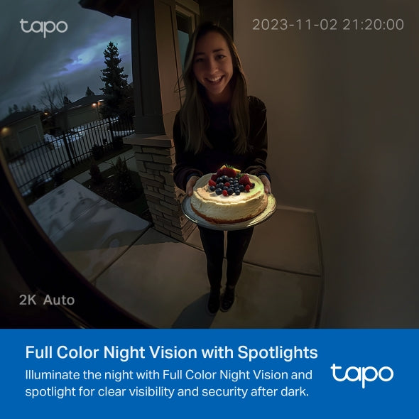 Tapo D210 - 2K 智能視像門鈴攝影機 (IP65) Smart Wireless Security Video Doorbell (SD Card及雲端儲存)(夜視全彩)