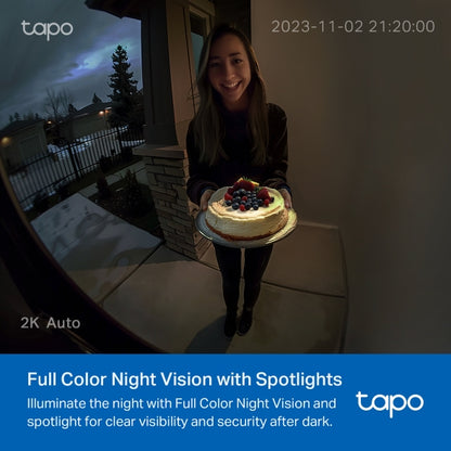 Tapo D210 - 2K 智能視像門鈴攝影機 (IP65) Smart Wireless Security Video Doorbell (SD Card及雲端儲存)(夜視全彩)