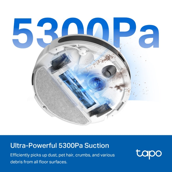 Tapo RV20 Max Plus White - 5300Pa 超強吸力掃拖機器人 + 智能集塵箱底座   (MagSlim™ LiDAR 導航) (Tapo IQ+ 智慧清潔™)
