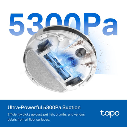 Tapo RV20 Max Plus White - 5300Pa 超強吸力掃拖機器人 + 智能集塵箱底座   (MagSlim™ LiDAR 導航) (Tapo IQ+ 智慧清潔™)