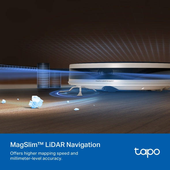 Tapo RV20 Max Plus White - 5300Pa 超強吸力掃拖機器人 + 智能集塵箱底座   (MagSlim™ LiDAR 導航) (Tapo IQ+ 智慧清潔™)