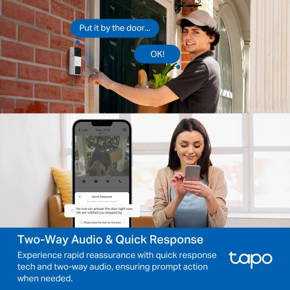 Tapo D210 - 2K 智能視像門鈴攝影機 (IP65) Smart Wireless Security Video Doorbell (SD Card及雲端儲存)(夜視全彩)