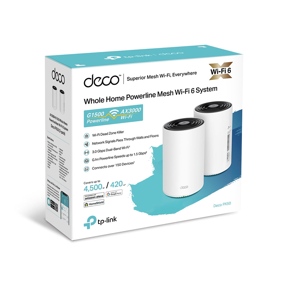 Deco PX50 - AX3000 雙頻 Mesh 路由器 Wifi 6 Mesh Router (支援G.hn Powerline電力線連接)