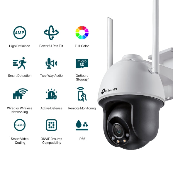 VIGI C540-W - VIGI 4MP 戶外全彩 Wi-Fi 雲台網絡攝像機