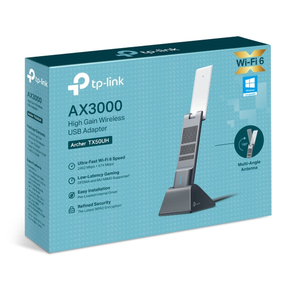 Archer TX50UH - AX3000 Wi-Fi 6 高增益無線 USB Wi-Fi 接收器 (USB Wifi 6 Antennas Adapter) (網絡接收器)