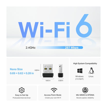 Archer TX1U Nano - AX300 迷你USB Wi-Fi 6 接收器 (Mini Wifi USB Adapter) (網絡接收器)