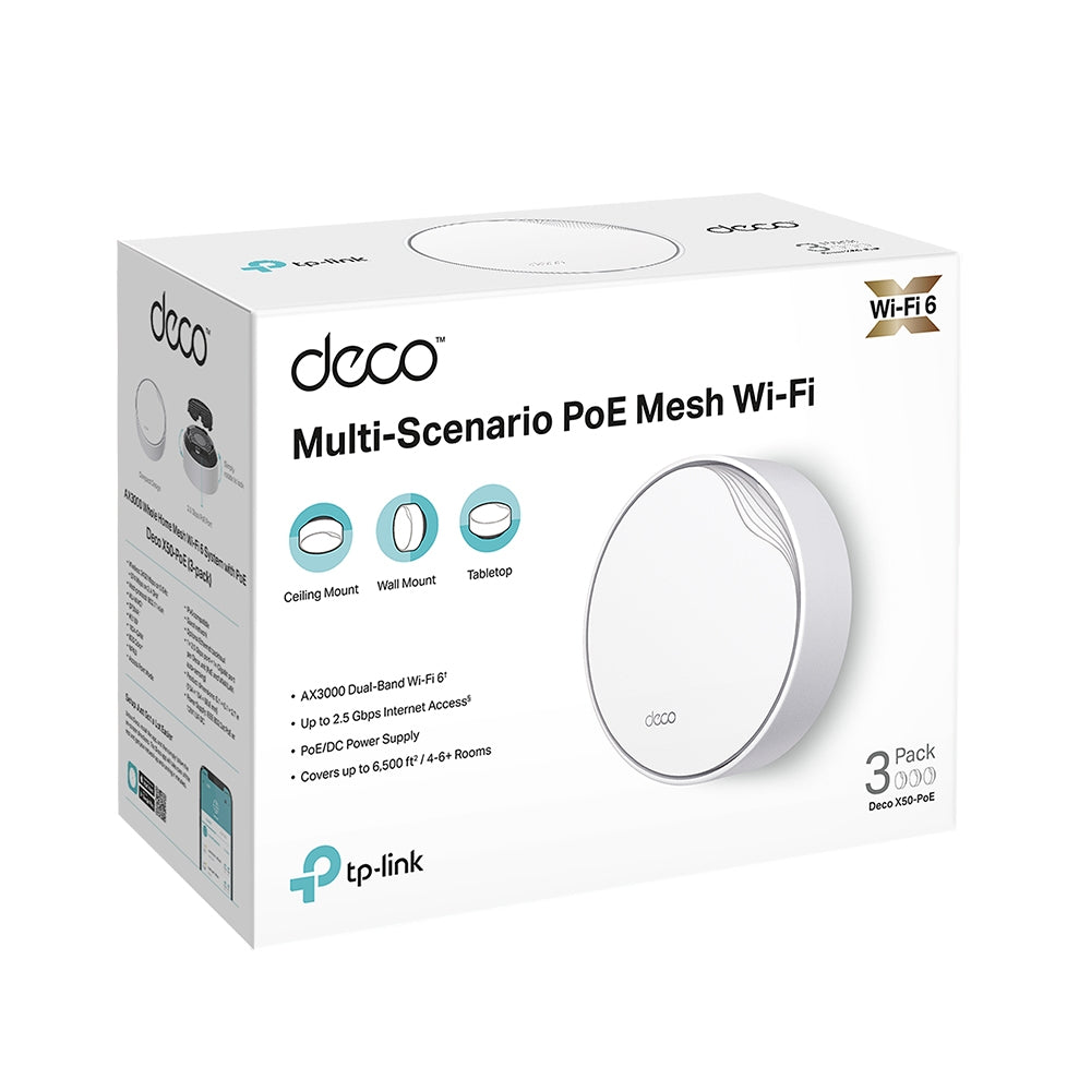 Deco X50-PoE AX3000 Dual-Band WiFi 6 Mesh Router with PoE