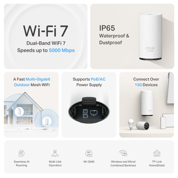 Deco BE25-Outdoor - BE5000 雙頻 Mesh 室內/室外路由器 Wifi 7 Mesh Router (支援2.5G光纖寬頻)(支援室外設置)