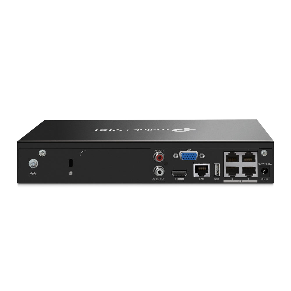 VIGI NVR1004H-4P 網路錄影主機 - 後面板介面（HDMI、VGA、PoE 埠）