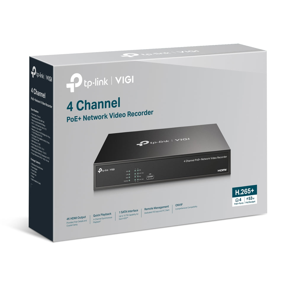 VIGI NVR1004H-4P 4 路 PoE+ 網路錄影主機 - 原廠包裝盒