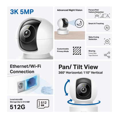 Tapo C232 - 3k 5MP AI 旋轉式 Wi-Fi 攝影機 Pan/Tilt Security Wi-Fi Camera  (可插網線)