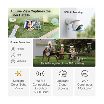 Tapo C560WS - 4K 8MP AI 戶外旋轉式 Wi-Fi 防護攝影機 Pan/Tilt Security Wi-Fi Camera  (精準人臉辨識)(高清全彩夜視)
