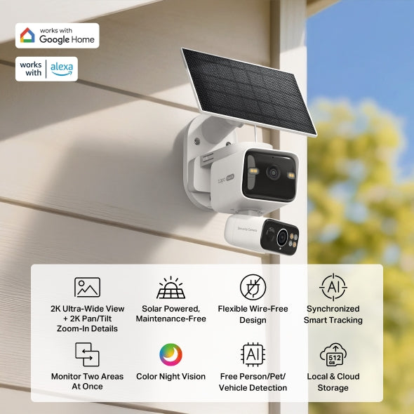 Tapo C645D KIT - 超廣角&可旋轉2K遠攝雙鏡頭全攝影機+太陽能充電板套裝 Duo Lens Pan/Tilt Security Wi-Fi Camera  (Solar-Powered KIT)