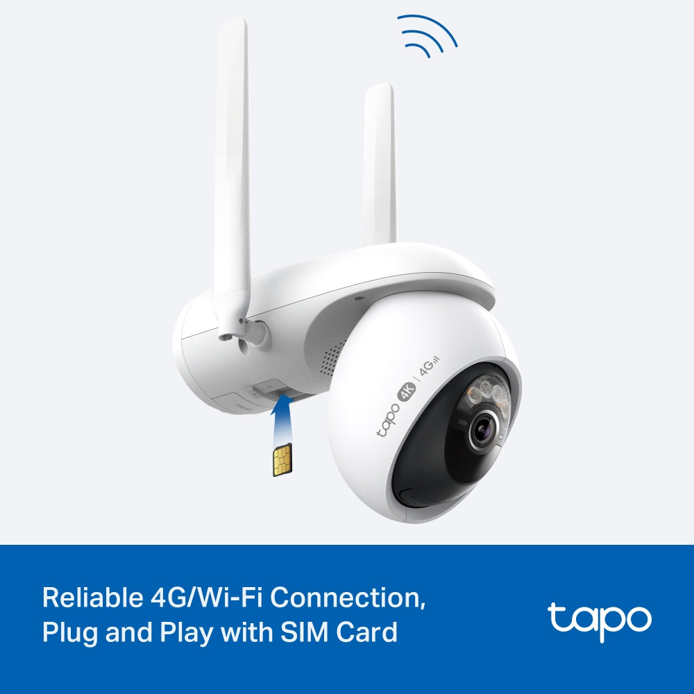 Tapo C665G KIT - 4K 8MP 4G LTE 旋轉式電池 Wi-Fi 攝影機 + 太陽能板套裝 (可Wi-Fi / 4G Sim-Card 連線) (Solar-Powered KIT)