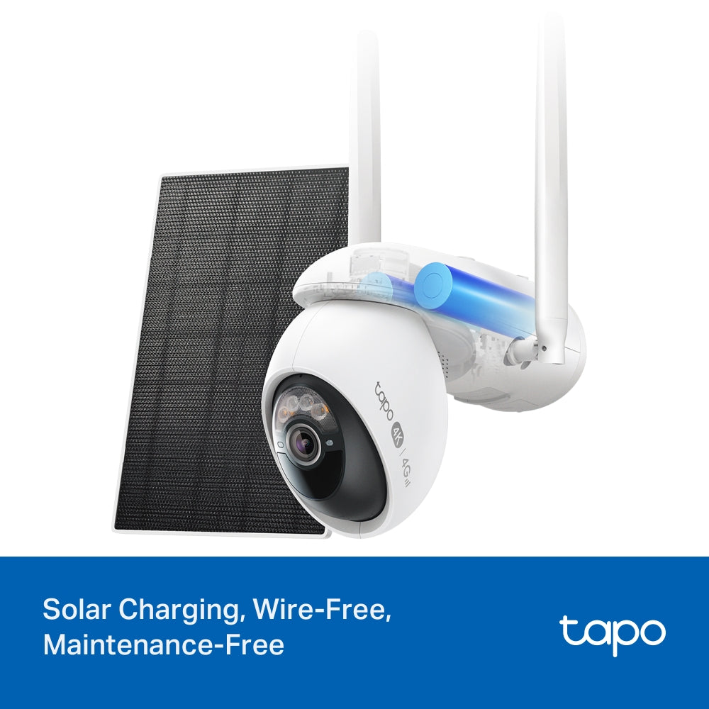 Tapo C665G KIT - 4K 8MP 4G LTE 旋轉式電池 Wi-Fi 攝影機 + 太陽能板套裝 (可Wi-Fi / 4G Sim-Card 連線) (Solar-Powered KIT)