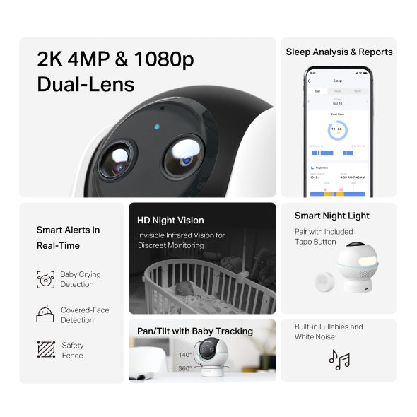 Tapo C840 - 雙鏡頭400萬像素旋轉式AI智能嬰兒攝影機 Pan/Tilt baby care Wi-Fi Monitoring Camera  (嬰兒監視 Baby Cam)