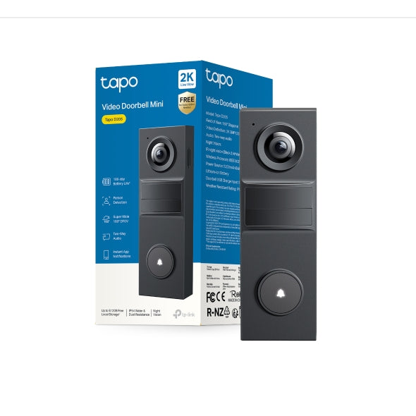 Tapo D205 - 2K 迷你智能電池視像門鈴 (IP54) Smart Wireless Security Video Doorbell (SD Card及雲端儲存)