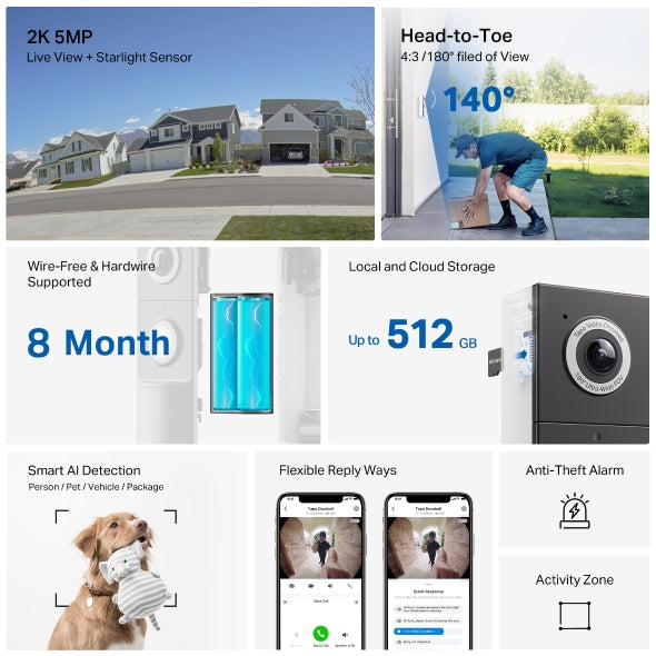 Tapo D235 - 2K 智能視像門鈴攝影機 (IP66) Smart Wireless Security Video Doorbell (SD Card及雲端儲存)(夜視全彩)