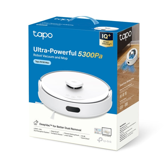 Tapo RV30 Max White - 5300Pa 超強吸力掃拖機器人 (LiDAR+IMU雙導航系統) (Tapo IQ+ 智慧清潔™)