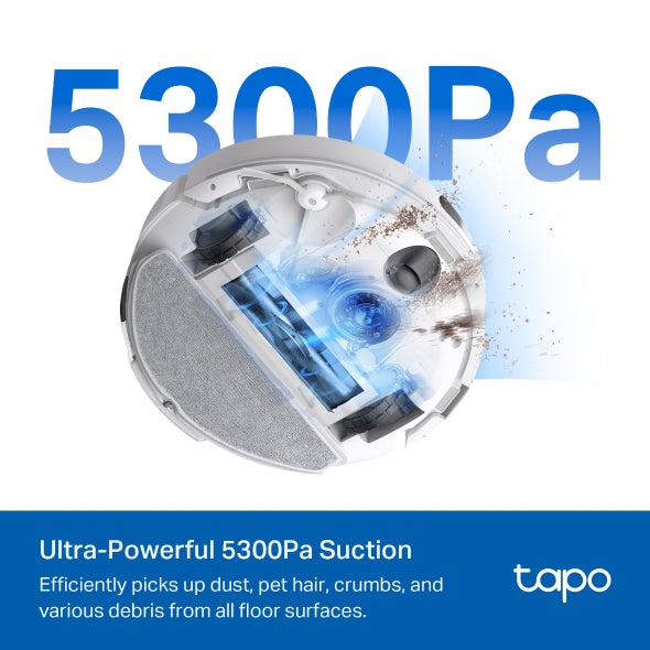 Tapo RV30 Max Plus White - 5300Pa 超強吸力掃拖機器人 + 智能集塵箱底座   (LiDAR+IMU雙導航系統) (Tapo IQ+ 智慧清潔™)