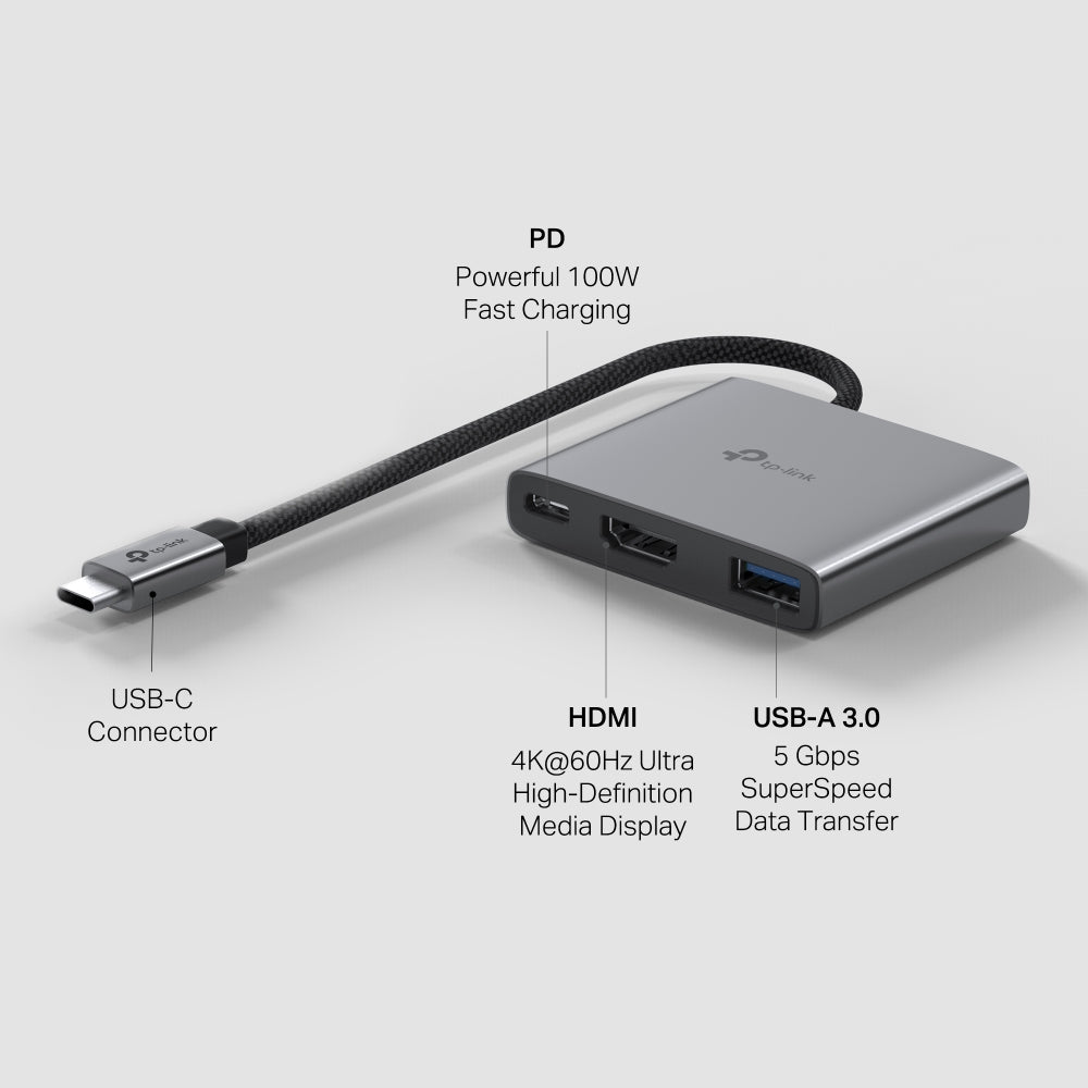 UH3020C - USB Type-C 3 in 1 集線器 High Speed 3 in 1 Hubs / Adapter (100W快速充電埠) (5 Gbps 高速資料傳輸)