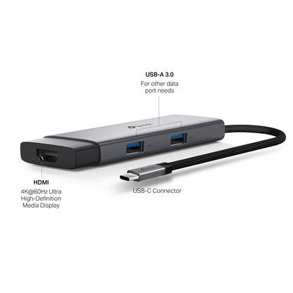 UH5020C - USB Type-C 5 in 1 集線器 High Speed 5 in 1 Hubs / Adapter (100W快速充電埠) (5 Gbps 高速資料傳輸)