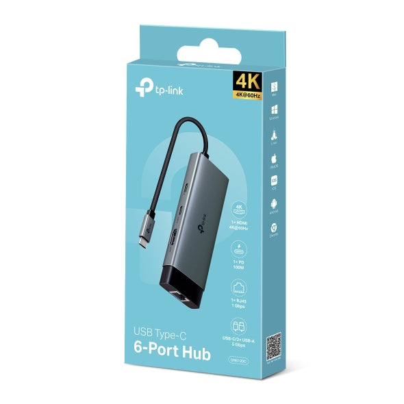 UH6120C - USB Type-C 6 in 1 集線器 High Speed 6 in 1 Hubs / Adapter (100W快速充電埠)