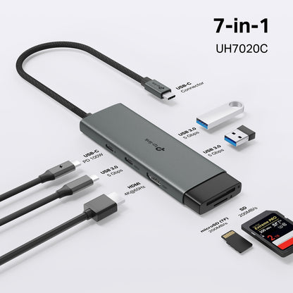 UH7020C - USB Type-C 7 in 1 集線器 High Speed 7 in 1 Hubs / Adapter (100W快速充電埠) (5 Gbps 高速資料傳輸)