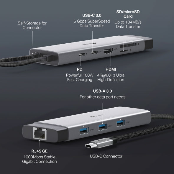 UH9120C - USB Type-C 9 in 1 集線器 High Speed 9 in 1 Hubs / Adapter (100W快速充電埠)