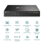 VIGI NVR1008H-8MP - VIGI 8 路 PoE+ 網路監控主機/監視器主機(NVR)
