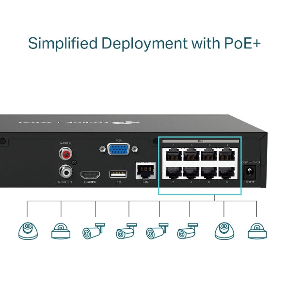 VIGI NVR1008H-8MP - VIGI 8 路 PoE+ 網路監控主機/監視器主機(NVR)