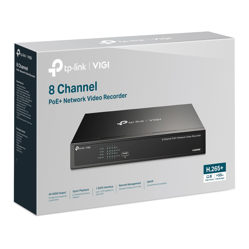 VIGI NVR1008H-8P - VIGI 8 路 PoE+ 網路監控主機