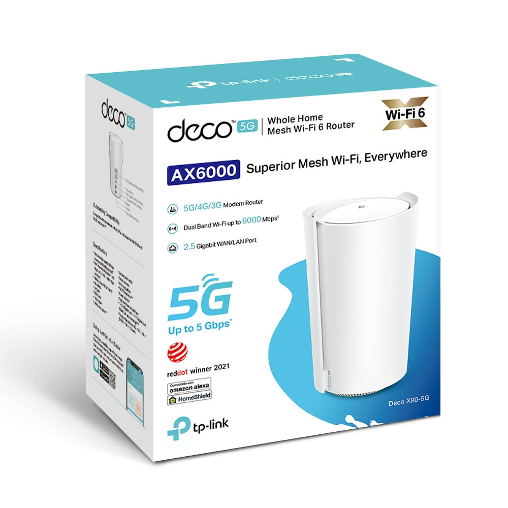 Deco X80-5G AX6000 雙頻 WiFi 6 2.5G WAN/LAN 5G CPE 路由器
