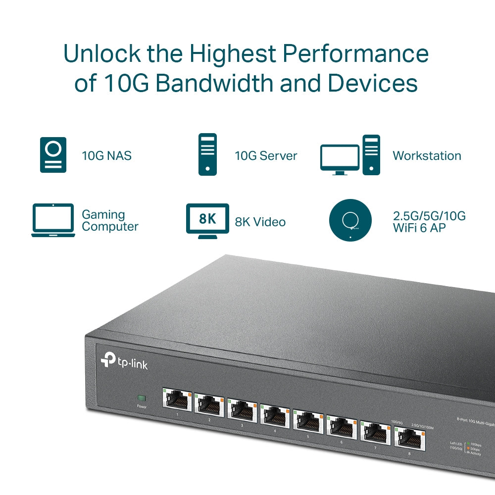 TL-SX1008 8-Port 100Mbps/1Gbps/10Gbps Gigabit交換機