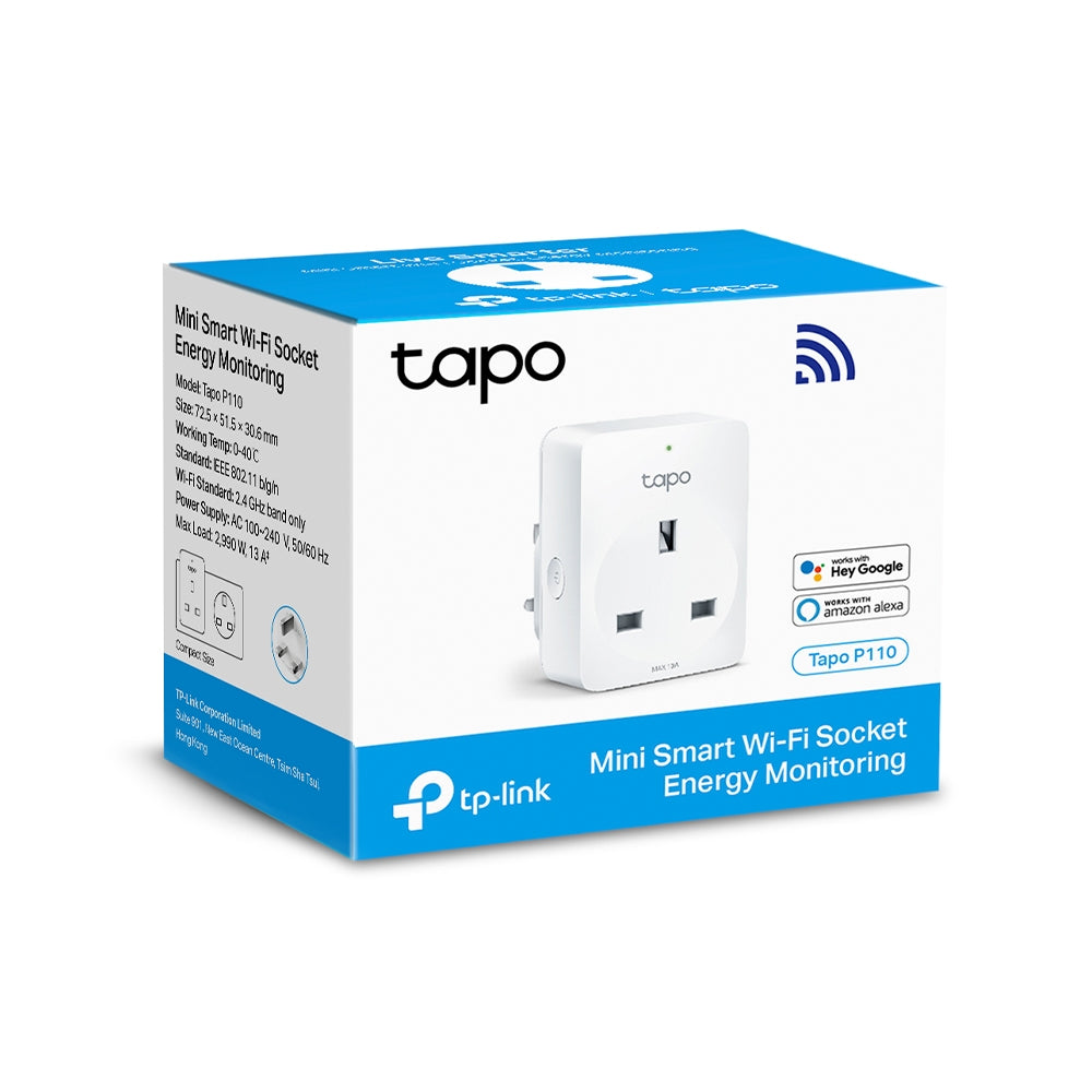 TP-LINK (TAPO P110) Mini Smart Wi-Fi Socket, Remote Access, Scheduling,  Away Mode, Voice Control
